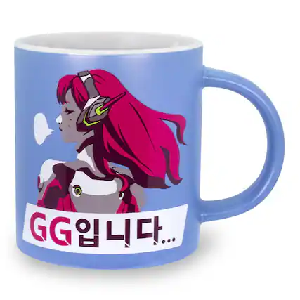 Front. Overwatch - Overwatch D.Va "Nerf This" Ceramic Coffee Mug | Holds 16 Ounces - Blue.