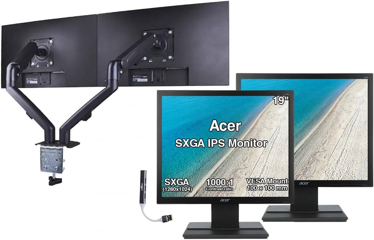 19"  
Acer SXGA IPS Monitor  
SXGA 1000:1 VESA Mount (1280x1024) Contrast ratio 100 x 100 mm  
acer  
acer
