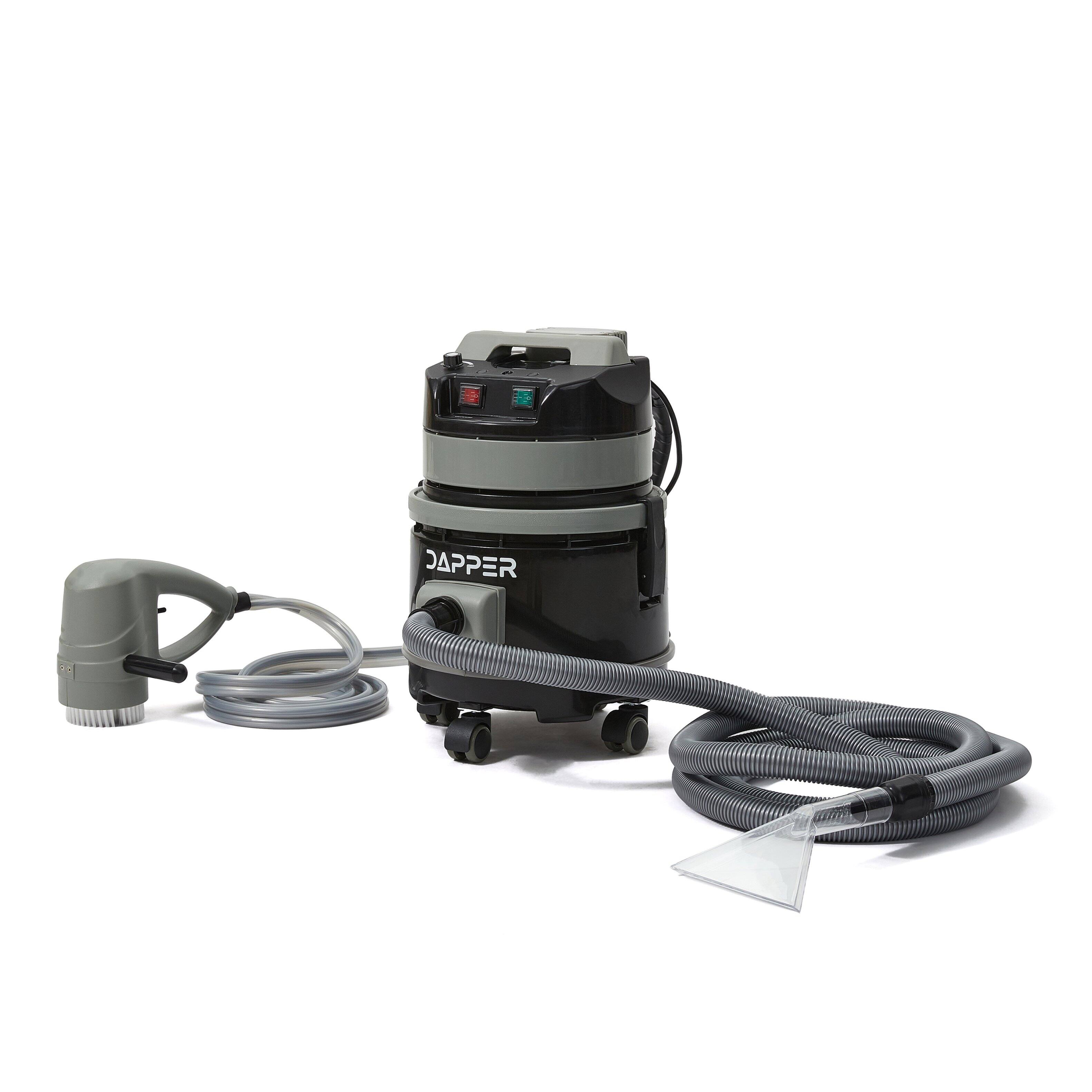 Front. Dapper Supply - Commercial Wet/Dry Vacuum Cleaner with Soap Dispensing Brush, 1 Gal. Solution & 3 Gal. Recovery Tanks - Black.