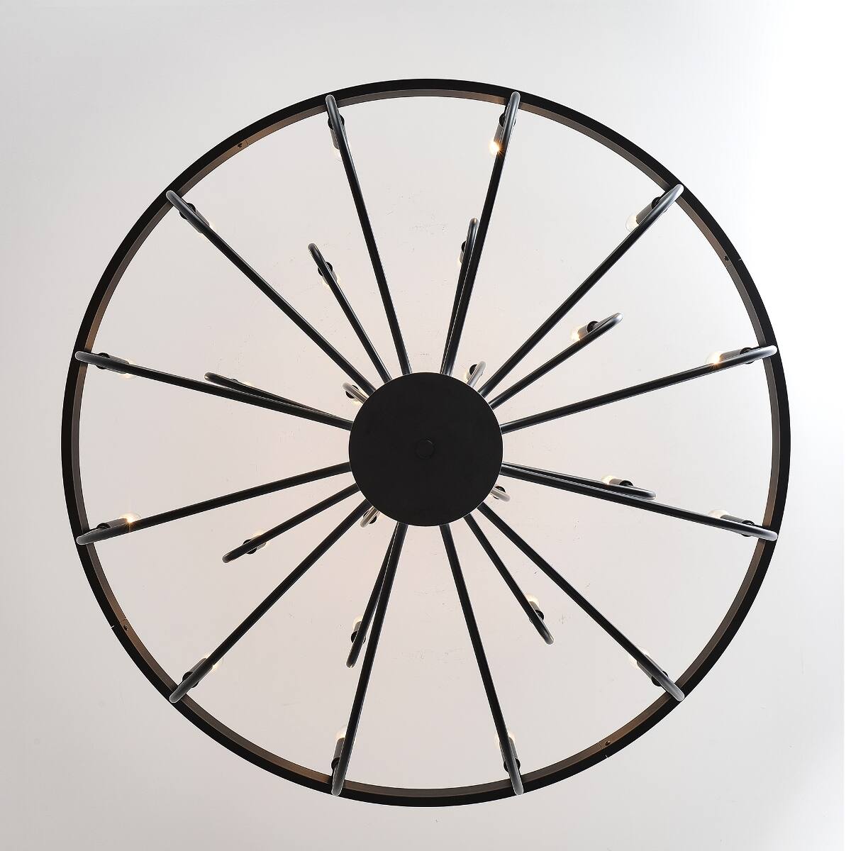 Alt View 6. Loheer - Loheer 36 Light Chandelier Matte Black Iron E12 Candle Pendant for Dining Room and Kitchen Island.