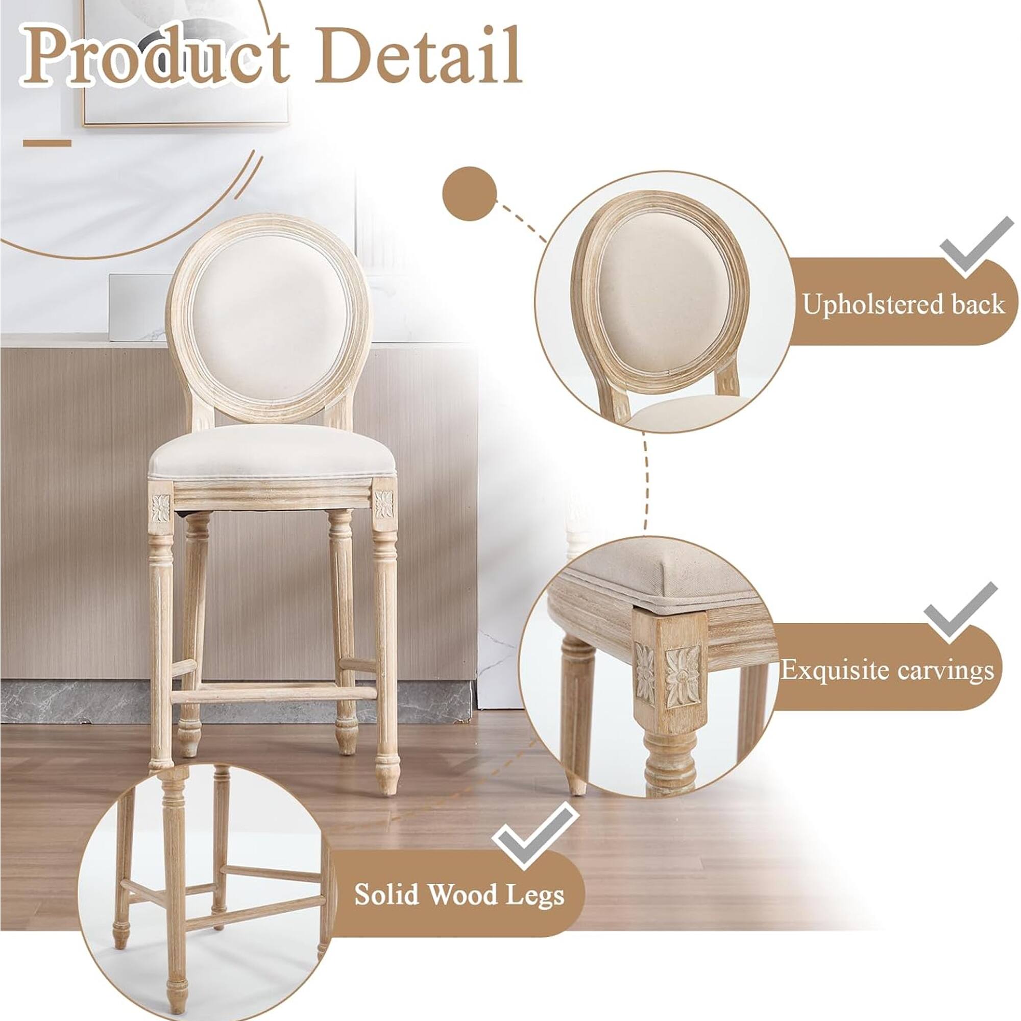 Product Detail

- Upholstered back
- Exquisite carvings
- Solid Wood Legs