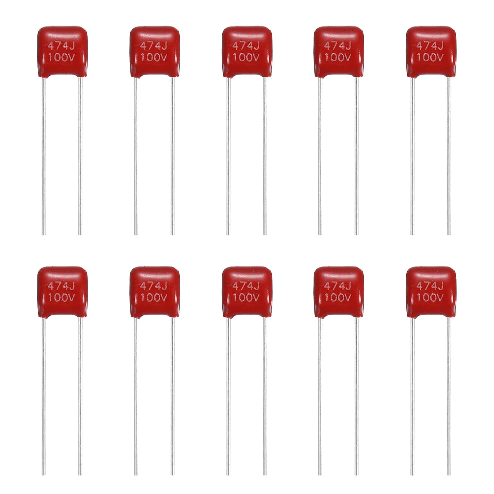 Unique Bargains - 20pcs 0.47uF 100V CBB21/CBB22 Metallized Polypropylene Film Capacitor Kit for Electronics - Red
