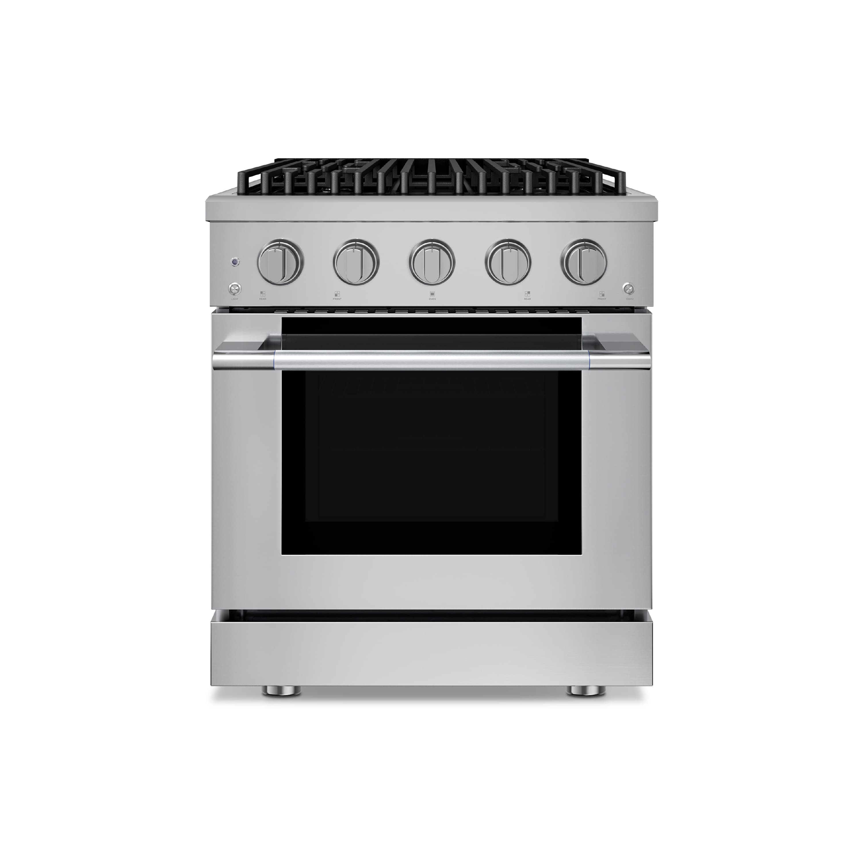 Front. Hauslane - HausPro 30 in. 4 Burners (20,000 BTU) Freestanding Dual Fuel Range in Stainless Steel with Convection Oven Silver - Stainless Steel.