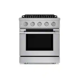 Hauslane - HausPro 30 in. 4 Burners (20,000 BTU) Freestanding Dual Fuel Range in Stainless Steel with Convection Oven Silver - Stainless Steel