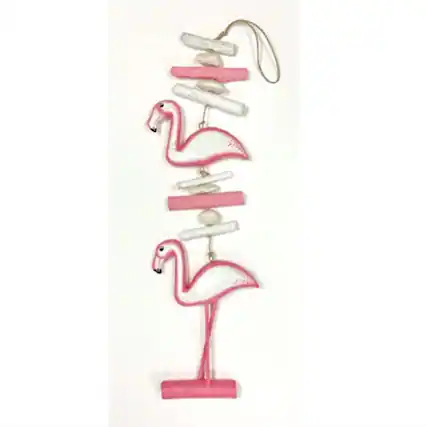 Front. Bamboo Source Tropical Decor - Pink Flamingo Driftwood Hanging Strand Home Beach House Coastal Decoration 29 inch - Multicolor.