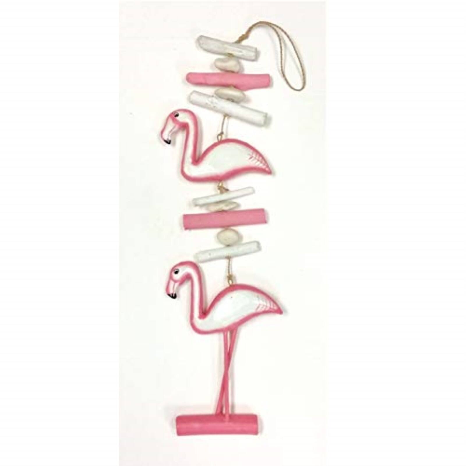 Front. Bamboo Source Tropical Decor - Pink Flamingo Driftwood Hanging Strand Home Beach House Coastal Decoration 29 inch - Multicolor.