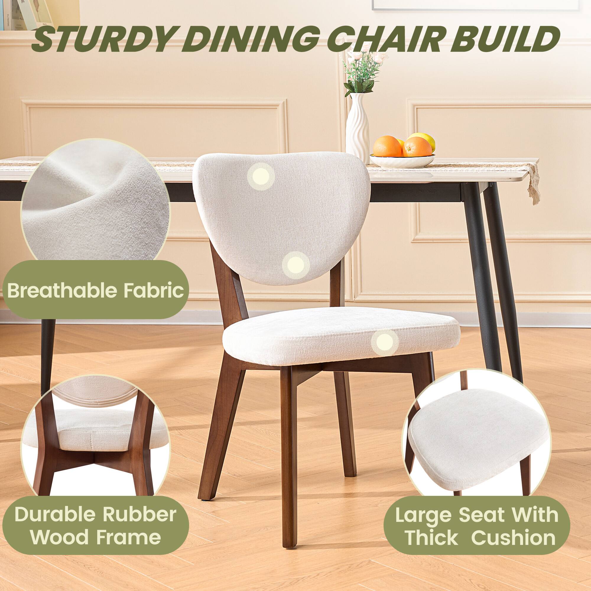 STURDY DINING CHAIR BUILD

- Breathable Fabric
- Durable Rubber Wood Frame
- Large Seat With Thick Cushion