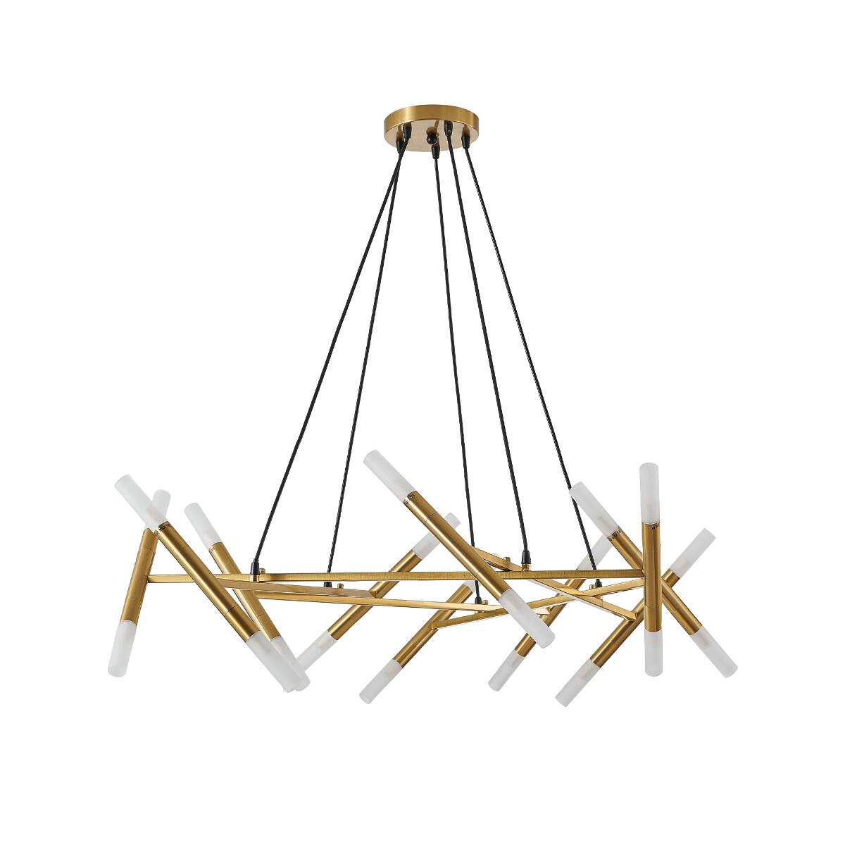 Alt View 6. Loheer - Loheer Modern Gold Branch Chandelier with Frosted Tubes for Dining Room or Kitchen Island.