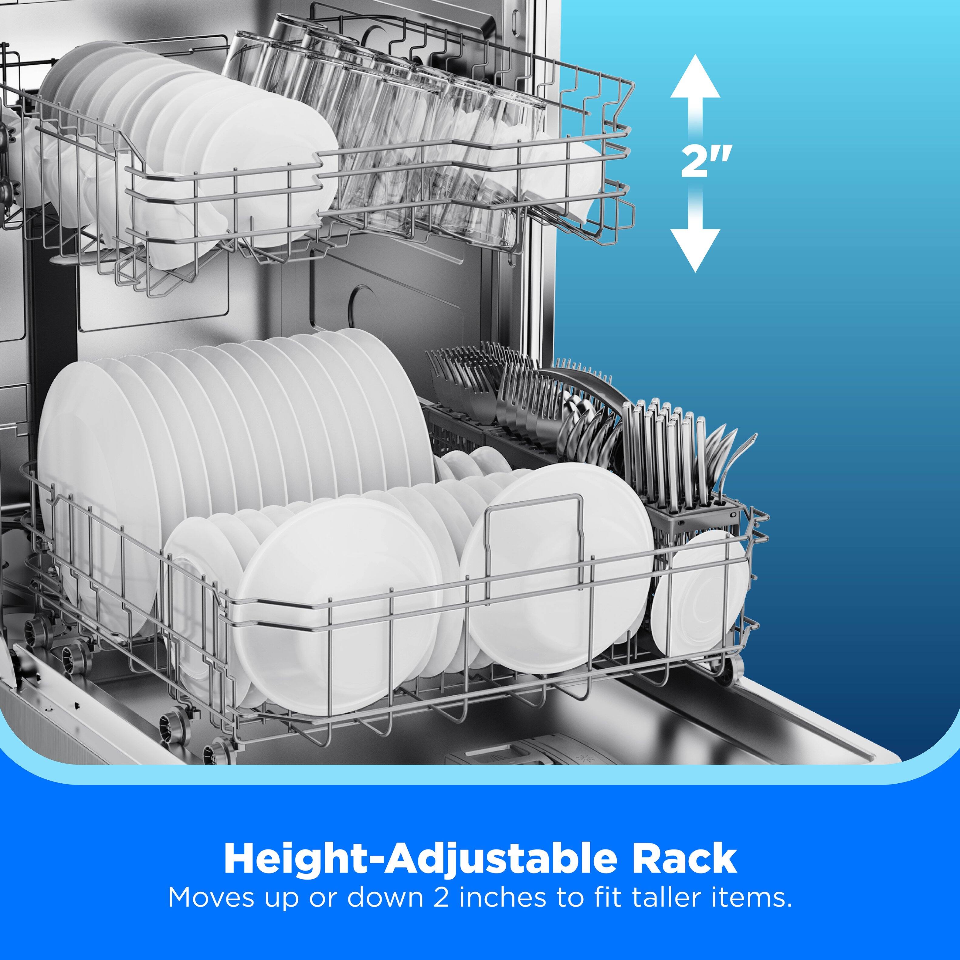 Height-Adjustable Rack  
Moves up or down 2 inches to fit taller items.