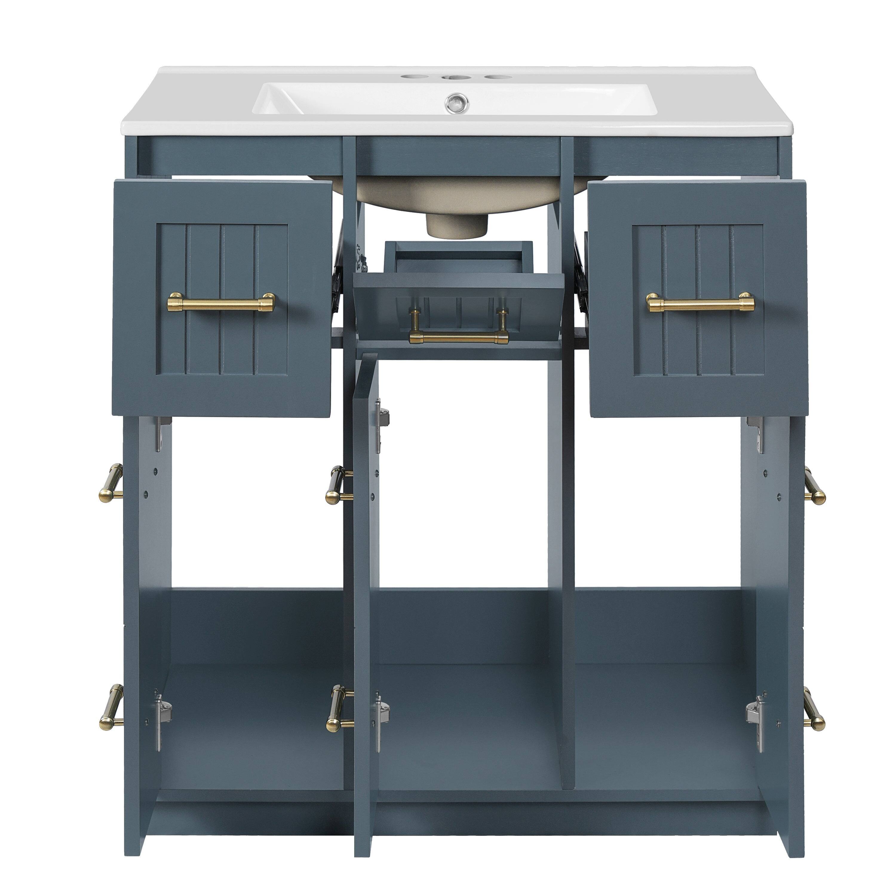 Alt View 10. Boyel Living - 30 Inch Modern Bathroom Vanity with Undermount Ceramic Sink and Drawers Blue - Blue.