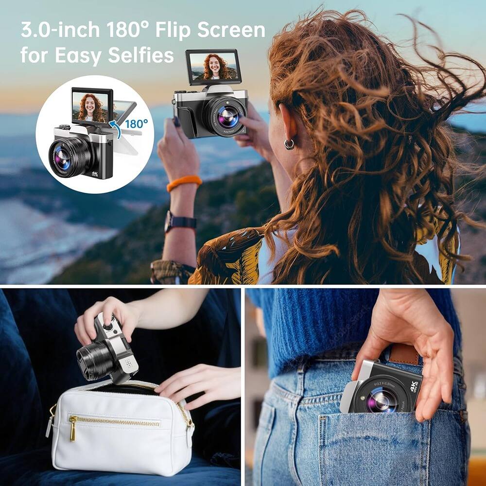 3.0-inch 180° Flip Screen for Easy Selfies
