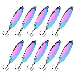 Unique Bargains - Fishing Spoons Lures, Metal Saltwater Treble Trout Lures Jigging Spoon Casting Spinner Baits 10pcs 3/4 oz - Vibrant Colors