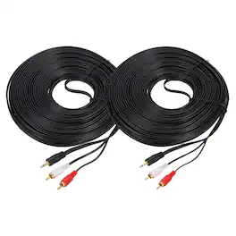 Unique Bargains - 2pcs Gold Plating TRS3.5mm Male to 2RCA Jack Cable, Copper Core PVC Audio AUX Cable for TV/Amp/Speaker - Black