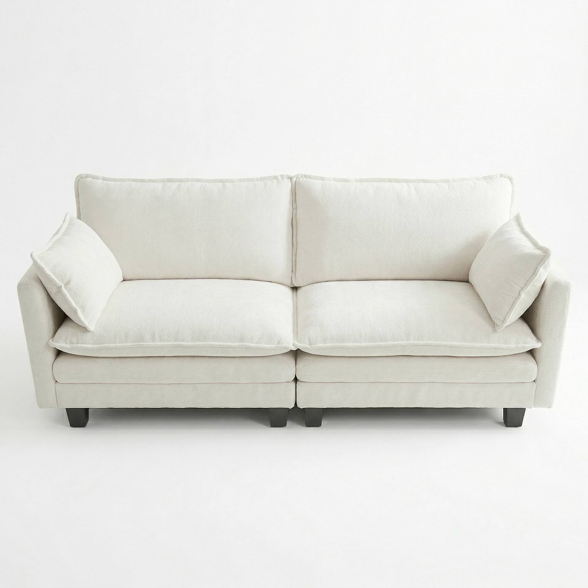 Left. Anysun - Modern Chenille Loveseat Sofa – 2-Seat Compact Couch with Dual USB Charging Ports and Side Pockets - Beige.