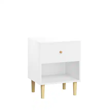 Front. Spaco - Spaco 23.22''H Wooden Nightstand with 1 Drawer 1 Shelf, Kids, Adults, for Bedroom, Living Room - White.