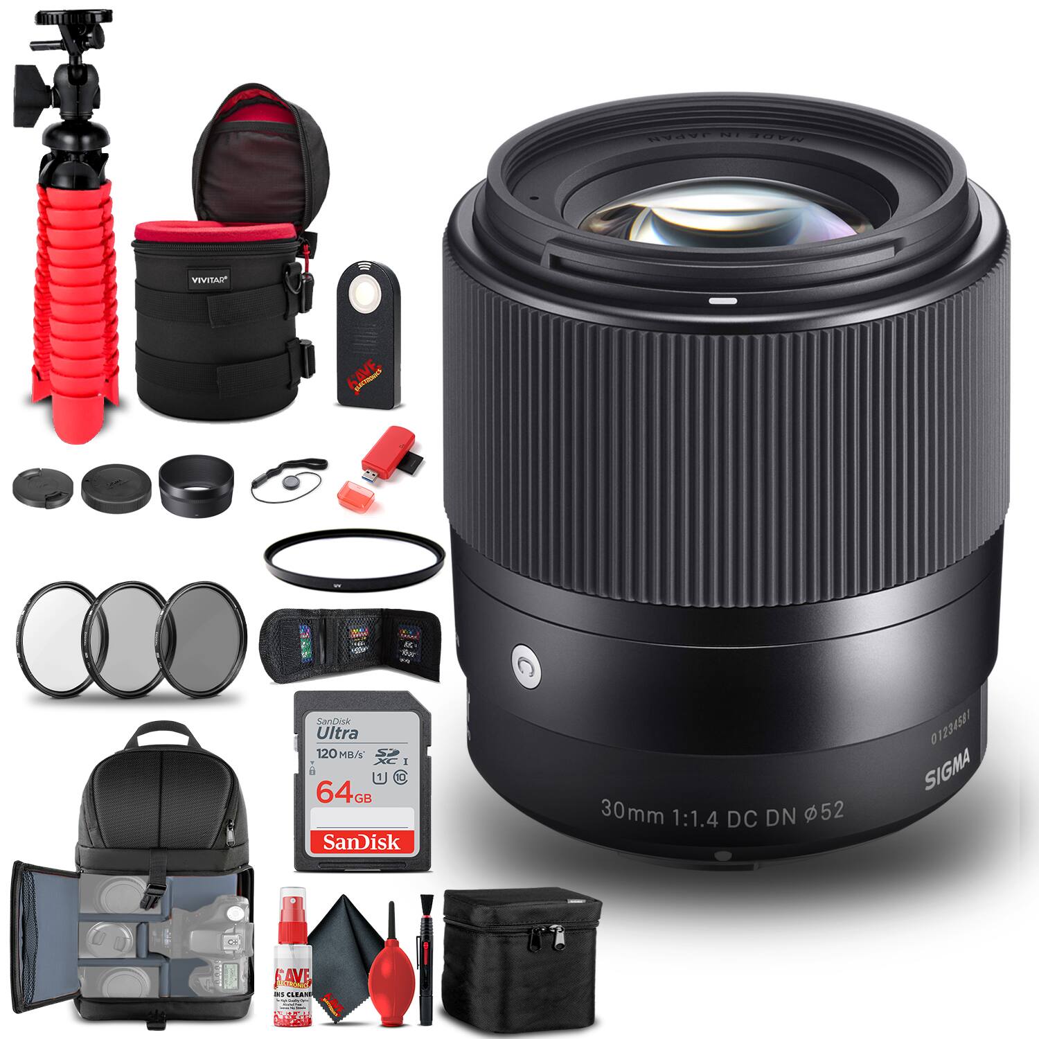 Sigma - 30mm f/1.4 DC DN Contemporary Lens for Sony E (302965) Bundle - Black price history on PriceWatchPro