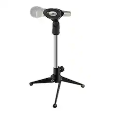 Front. 5 CORE - Mic Stand Adjustable Desktop Microphone Stands Tripod Portable Table Pedestal Para -MS MINI TRI CH - Chrome.