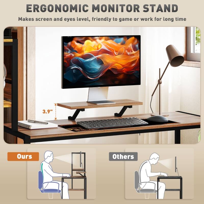 ERGONOMIC MONITOR STAND  
Makes screen and eyes level, friendly to game or work for long time  

3.9"  

Ours  
Others