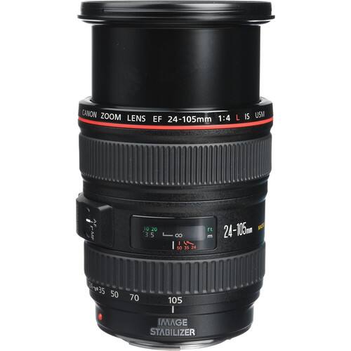 CANON ZOOM LENS 1:4 EF 24-105mm L IS USM MF 10 20 3 5 . I so 35 24 ft 24-105 E 04-35 35 50 70 105 I IMAGE STABILIZER