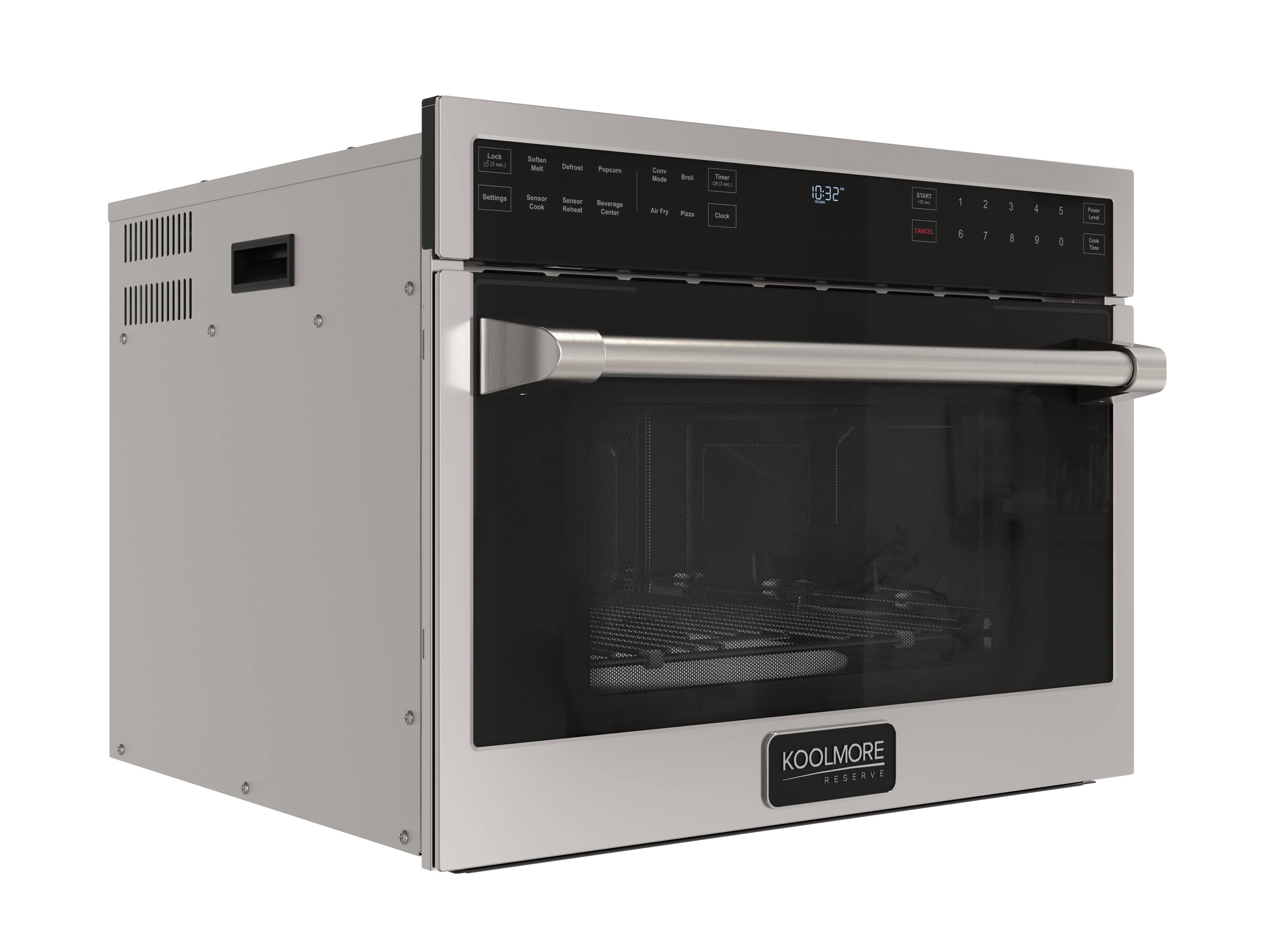 Lock - Settings - Soften - Melt - Sensor - Clock - Defrost - Popcorn - Beverage Center - Sensor - Reheat - Convey - Broil - Time - Air Fry - Pizza - Clock - 10:32 - 1 - 2 - 3 - 4 - 5 - 6 - 7 - 8 - 9 - 0 - KOOLMORE RESERVE