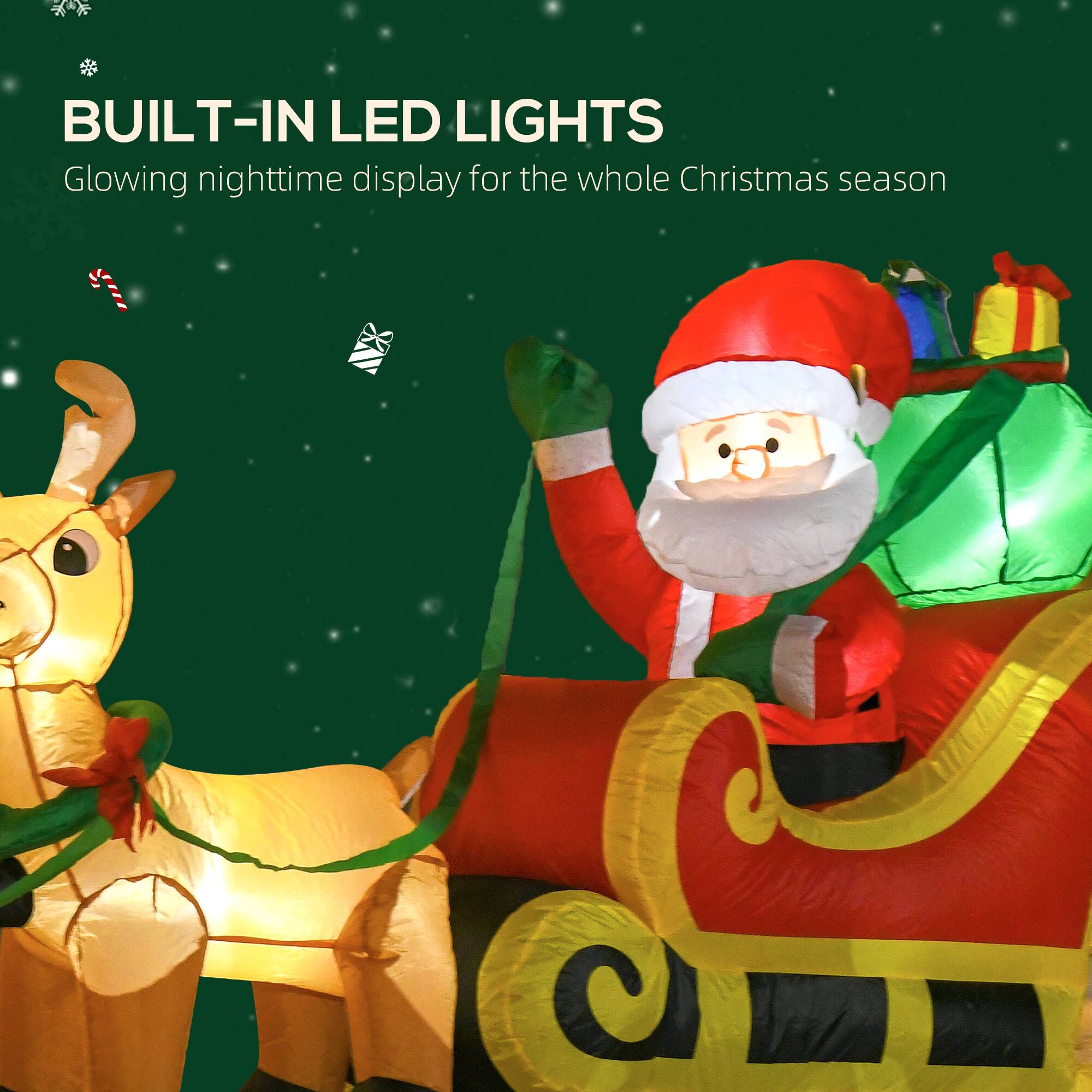 BUILT-IN LED LIGHTS
Glowing nighttime display for the whole Christmas season