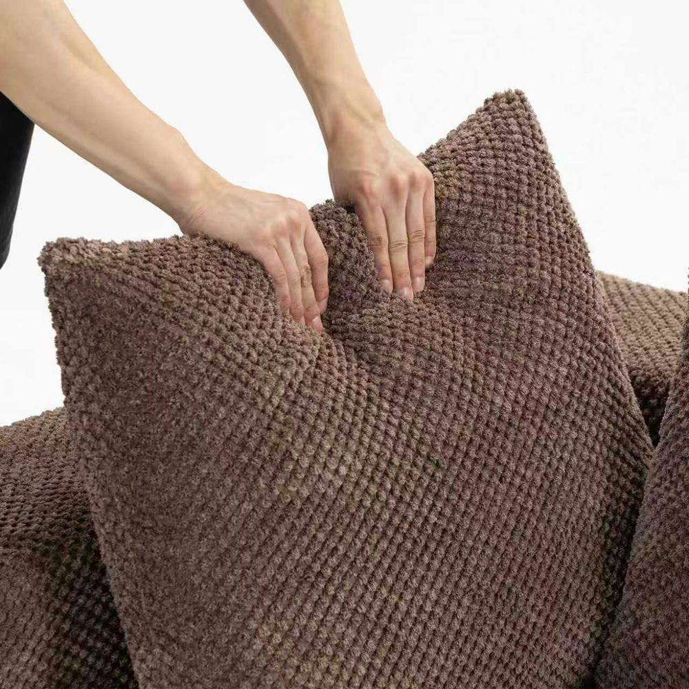 Left. Kadyn - Modular 3-Seat Sectional Sofa, All-Foam Deep Seat Chenille, Low Profile - Brown.