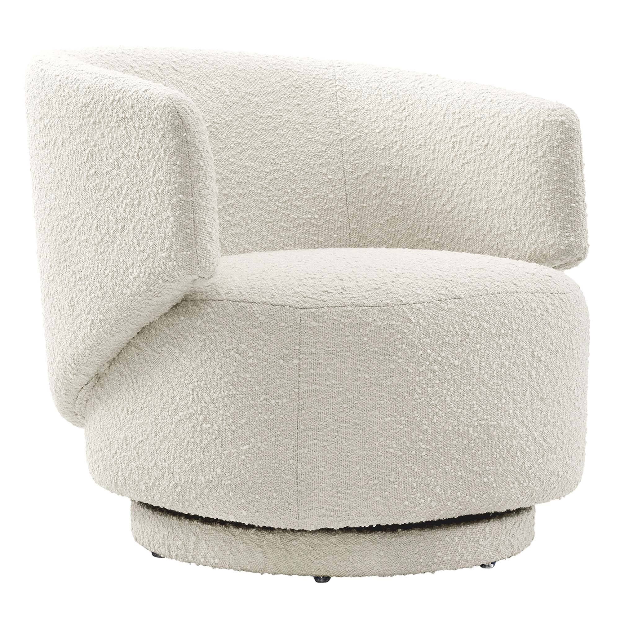 Angle. Modway - Celestia Boucle Fabric Swivel Chair by Modway - Ivory.