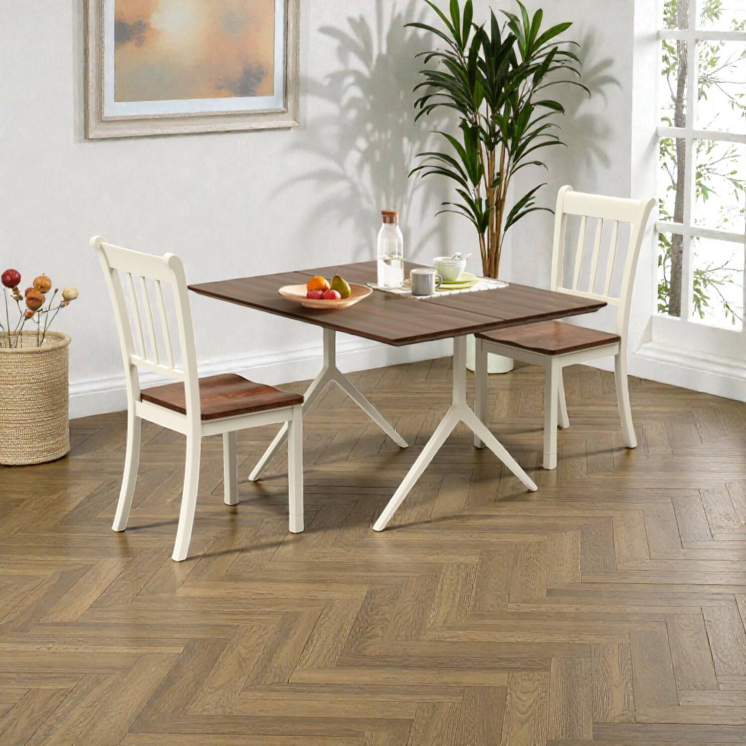 Hivvago - Two-Piece 26" Bar Stool Set Featuring Supportive Back and Built-In Footrest - White