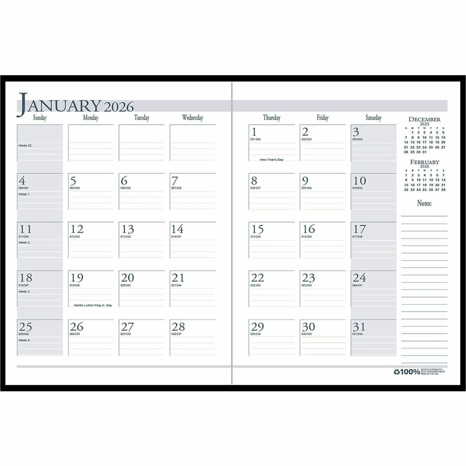 House of Doolittle - Compact Economy Monthly Planner, Monthly, 10 x 7, Black