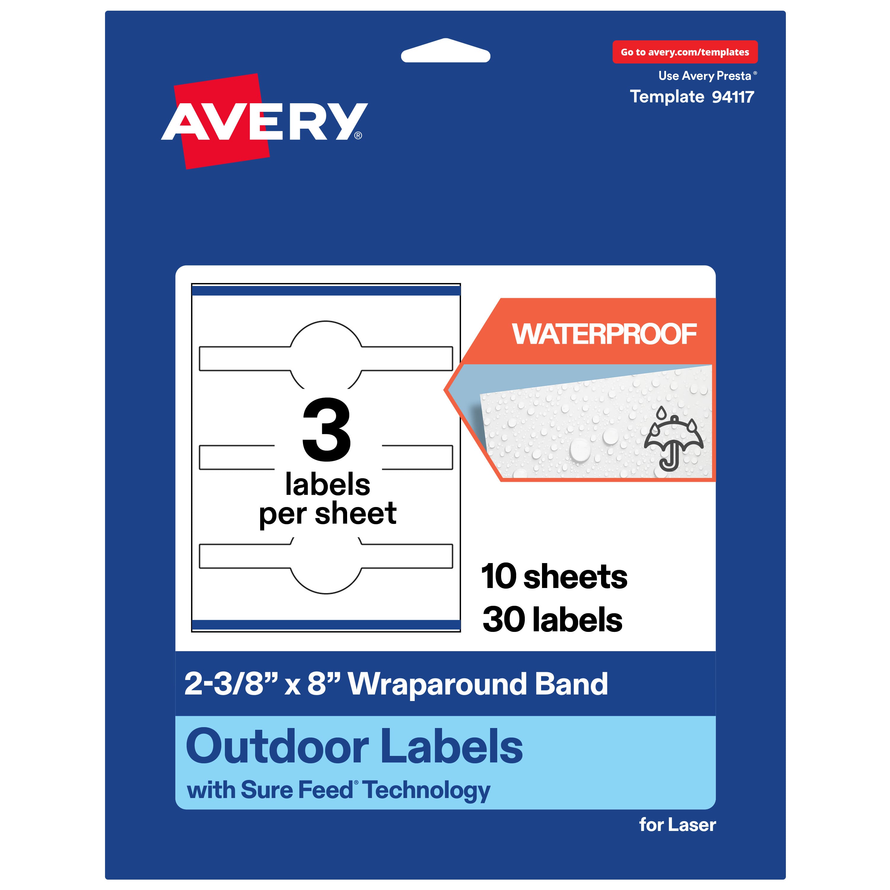 "Avery - Waterproof Wraparound Band Labels, 2-3/8"" x 8"", 30 Total - White" price history on PriceWatchPro