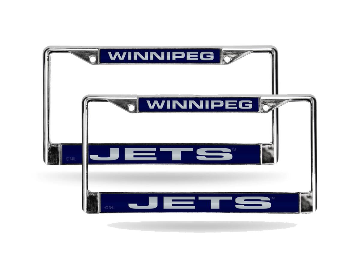 Winnipeg Jets NHL Chrome Metal (Set of 2) Laser Cut License Plate Frames