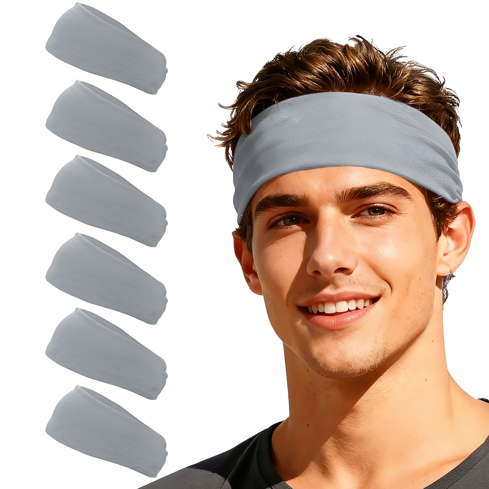 Unique Bargains - Sport Headbands for Men & Women, Stretchy Sweatband Absorbent Headbands, 6pcs - For Yoga/Sports/Running/Fitness/Cycling - Light Gray price history on PriceWatchPro