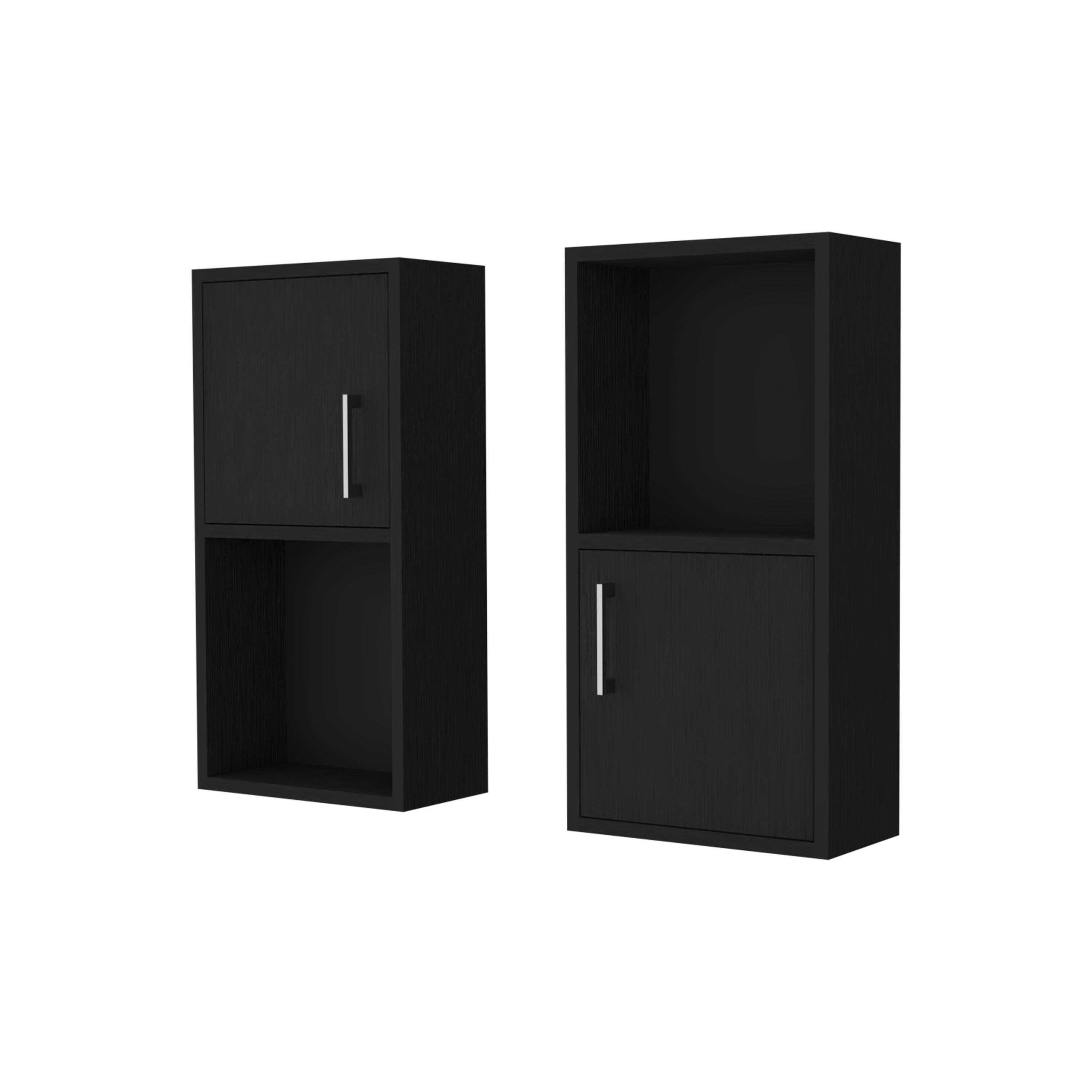 Left. TinyHomie - Wenge 2 Bathroom Medicine Cabinets with Open Shelf - Wenge.