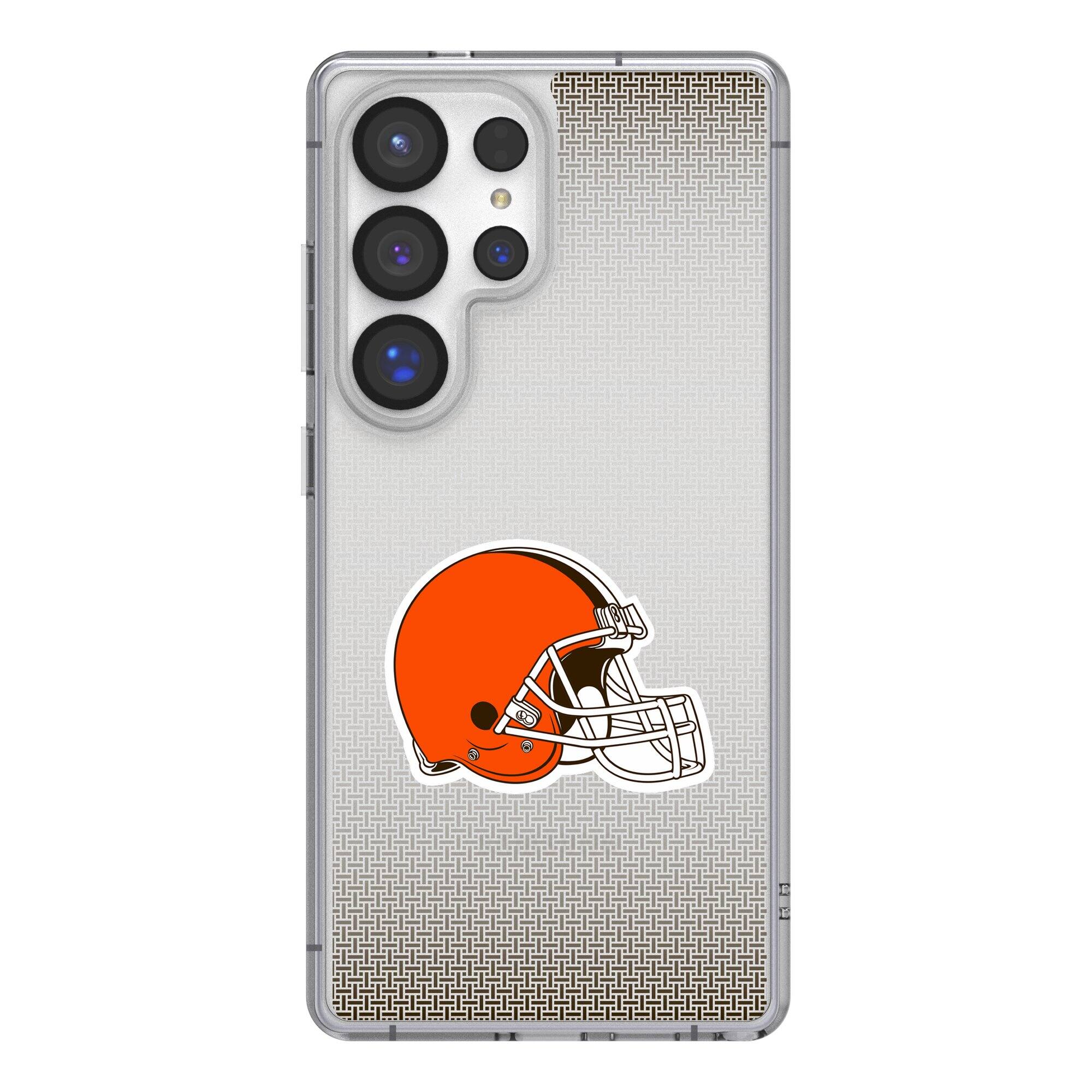 Front. Keyscaper - Cleveland Browns Linen Logo Galaxy Clear Case - S23 - Multicolor.