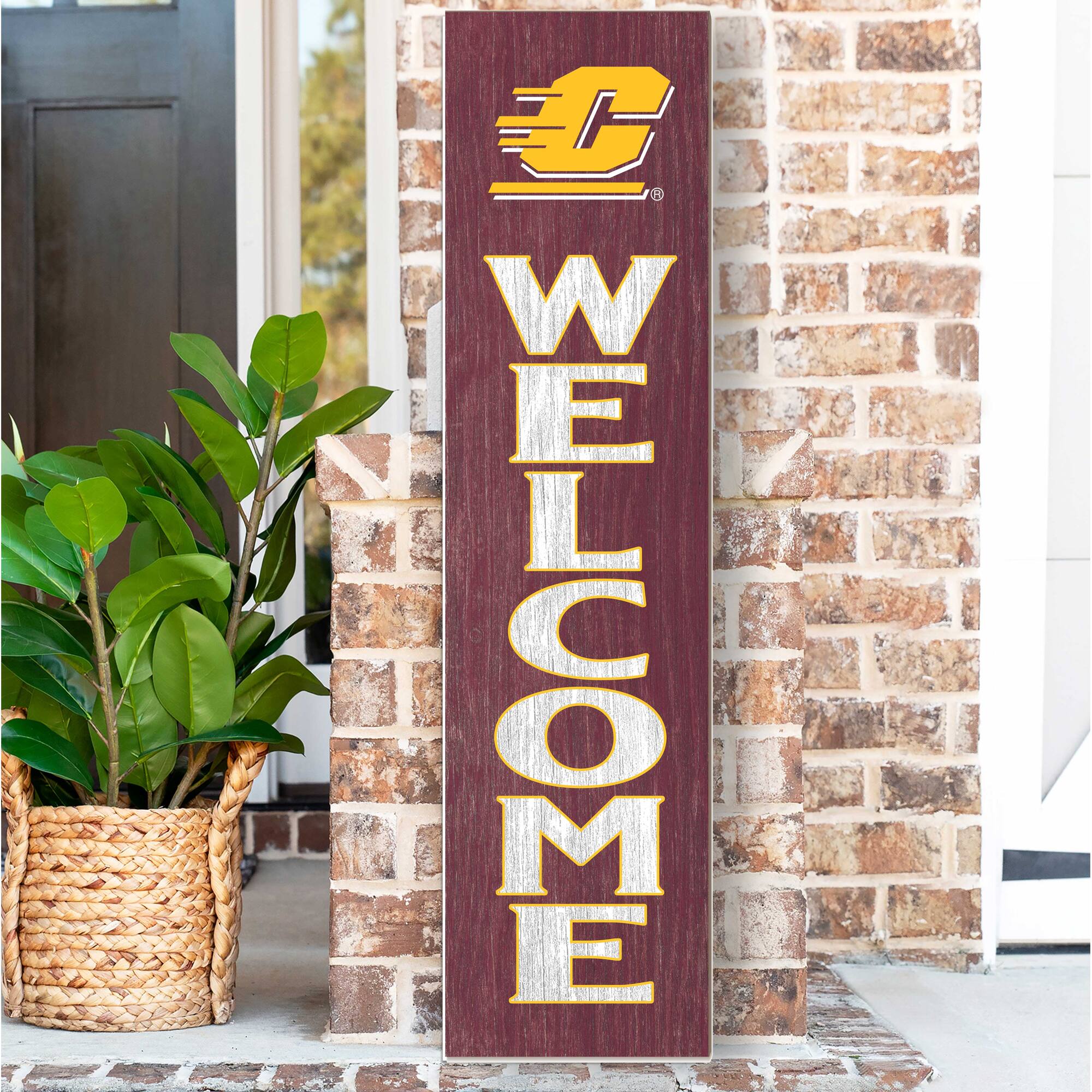 Alt View 1. Jardine - Central Michigan Chippewas 12'' x 48'' Welcome Outdoor Leaner - Maroon.