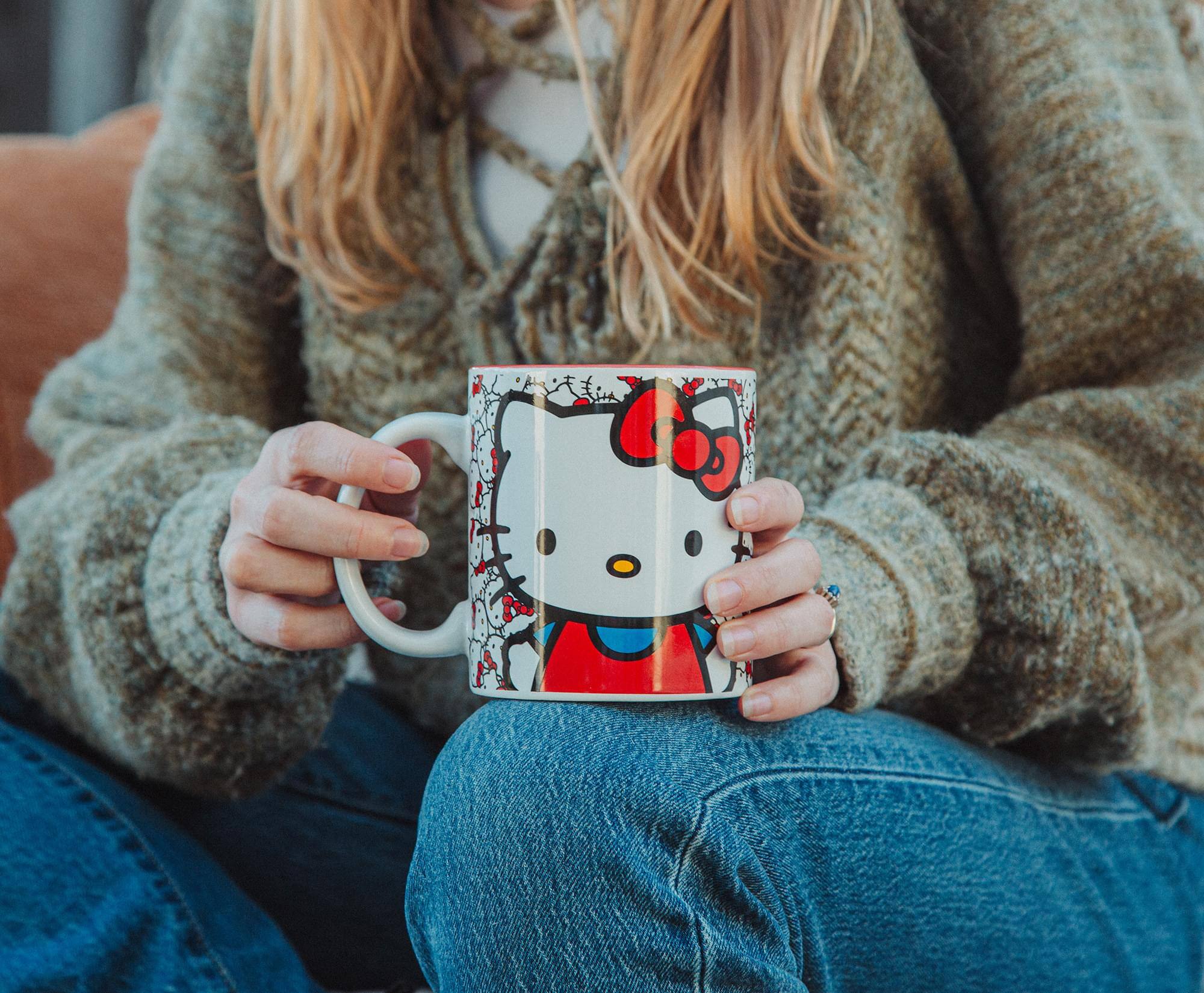 Alt View 10. Silver Buffalo - Sanrio Hello Kitty Allover Faces Ceramic Mug | Holds 20 Ounces - Red.
