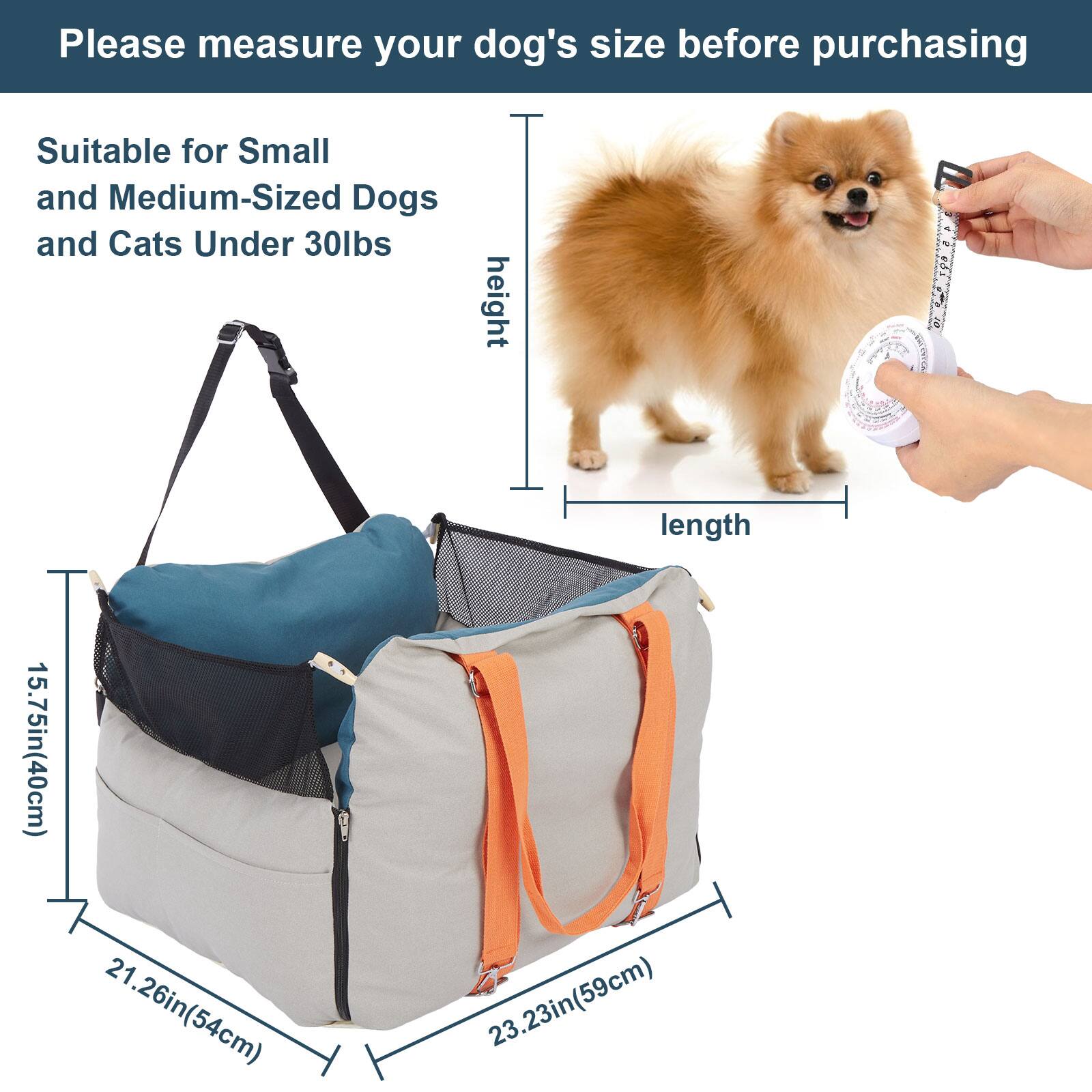 Please measure your dog's size before purchasing. Suitable for Small and Medium-Sized Dogs and Cats Under 30lbs. Height: 8 inches (20cm), Length: 15.75 inches (40cm), 21.26 inches (54cm), 23.23 inches (59cm).