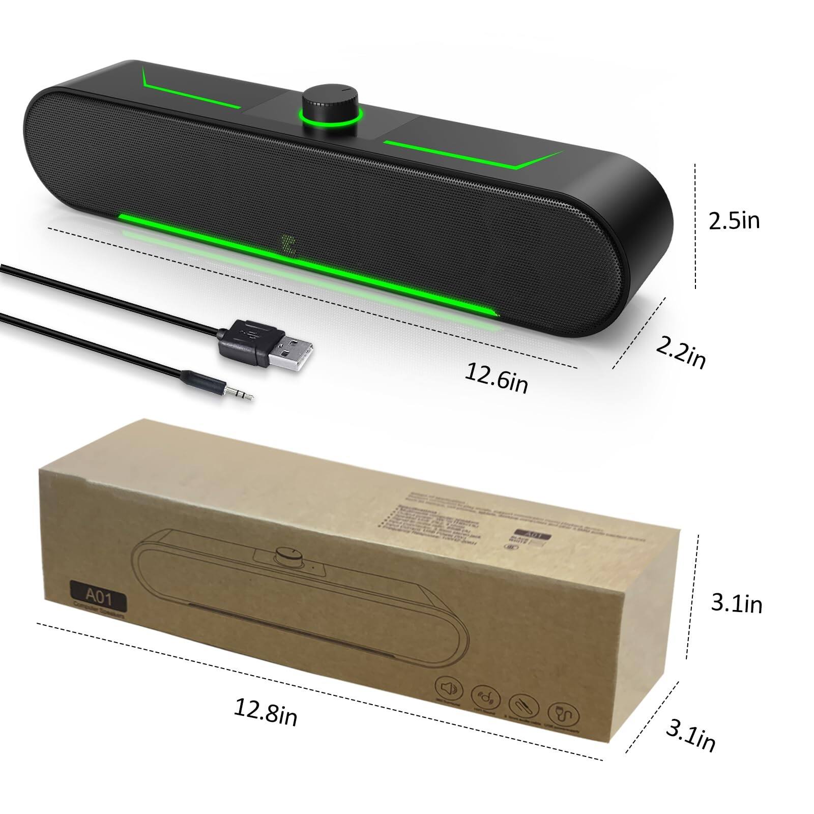 2.5in L  
12.6in  
2.2in T  
22 A01  
3.1in  
12.8in  
3.1in