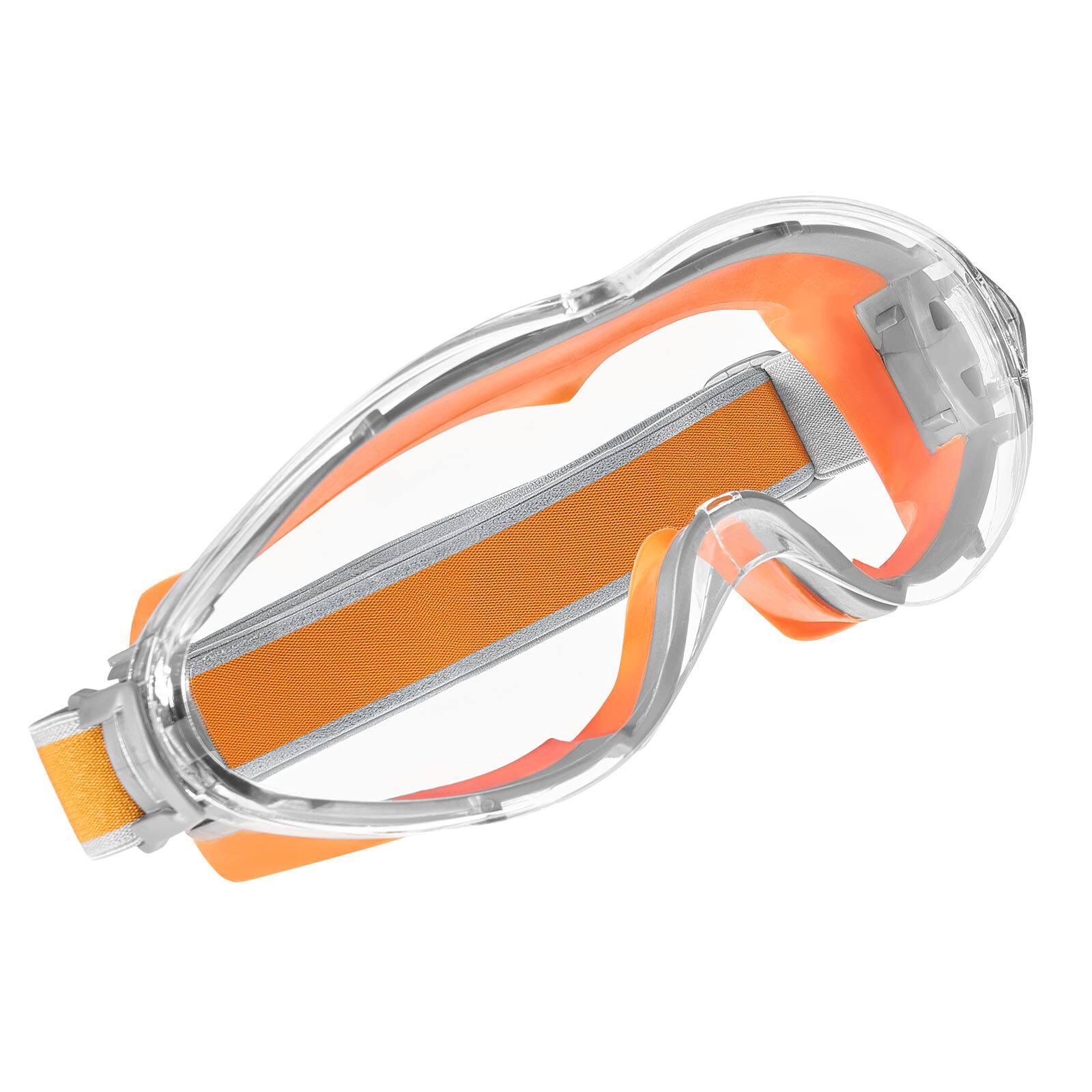 Alt View 5. VEVOR - Safety Glasses, Anti-Fog and Scratch-Resistant Clear Lens, Over Eyeglasses Safety Goggles - Transparent + Gray + Orange.