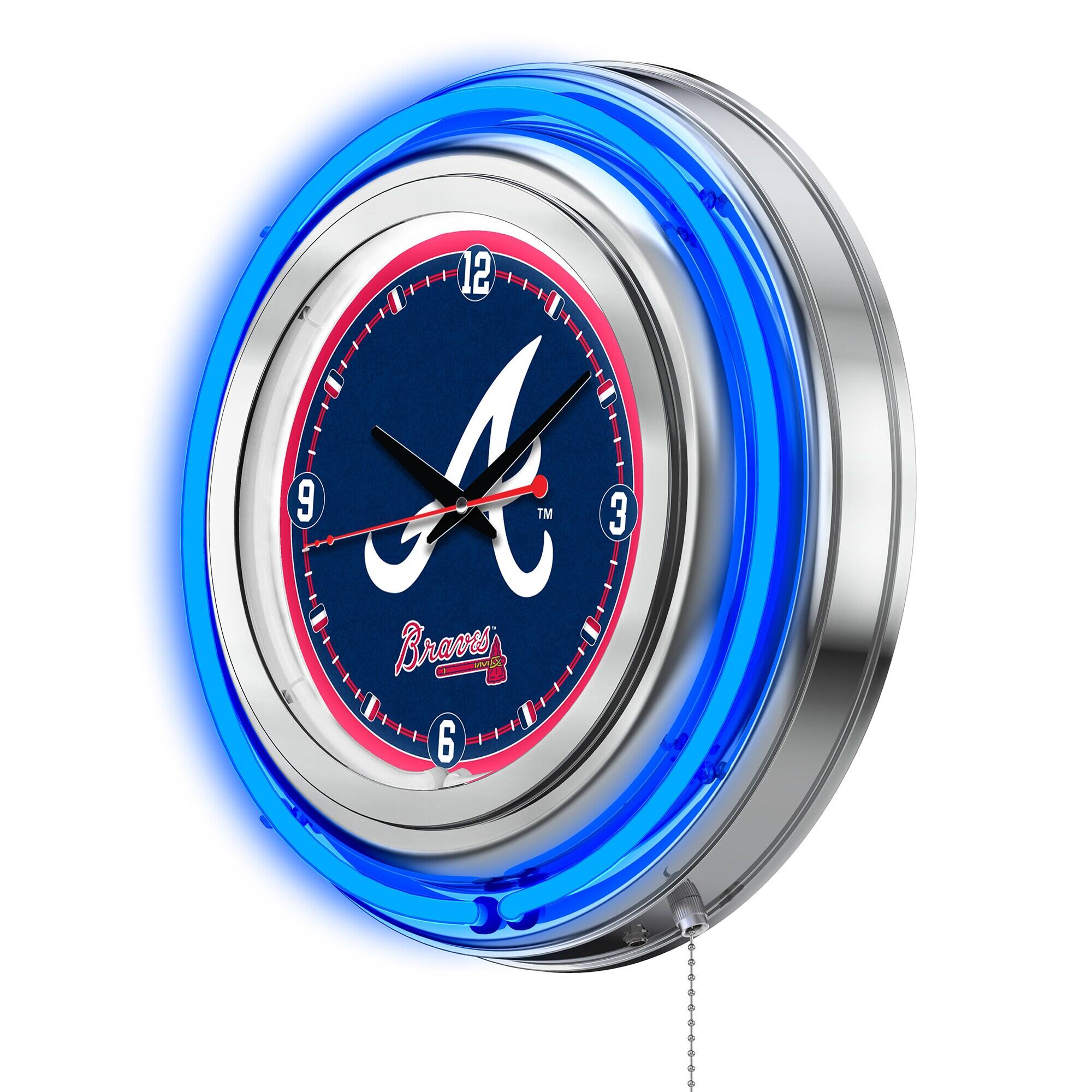 Alt View 1. Holland Bar Stool Co. - Atlanta Braves Double-Walled Neon Clock - Multicolor.