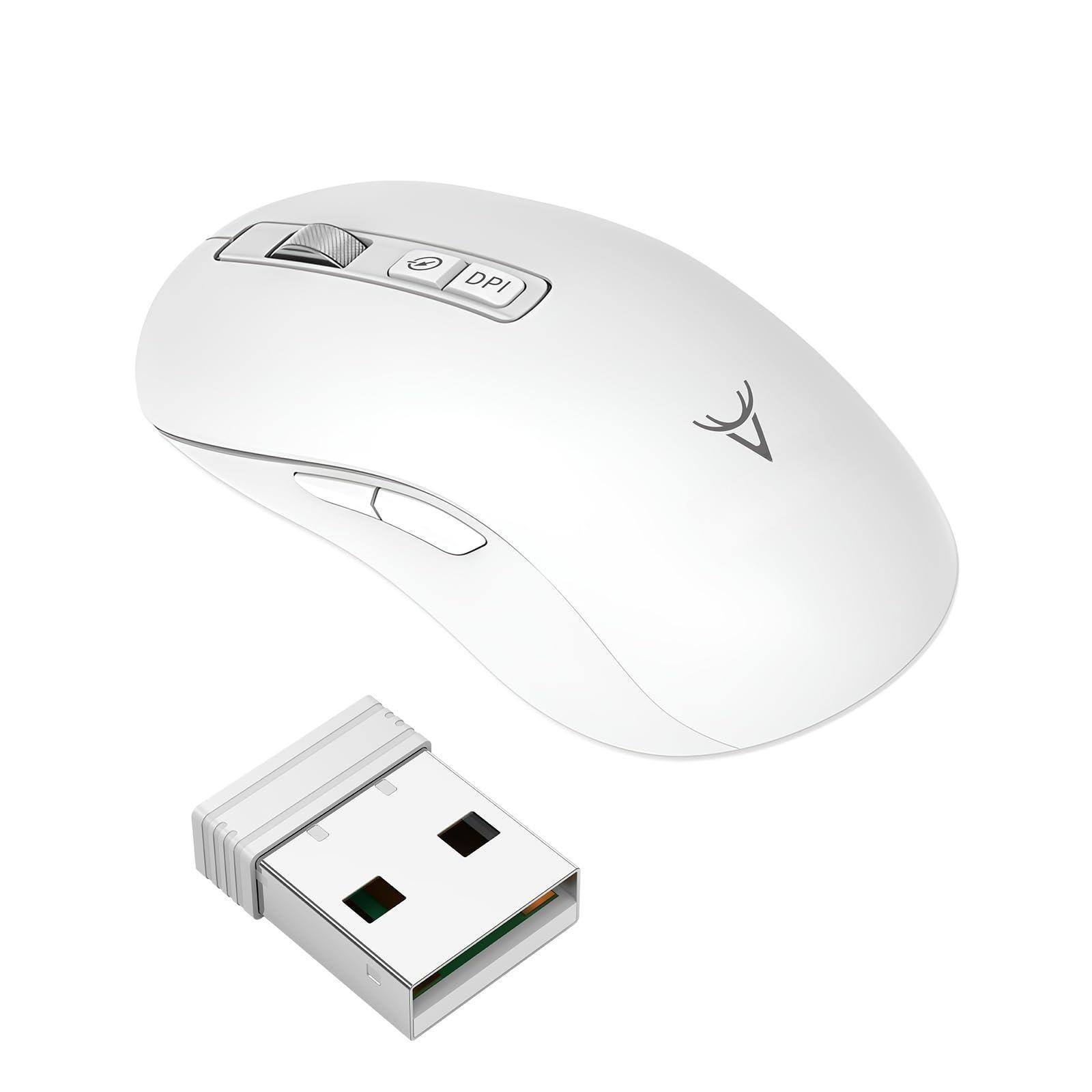 Cozy Serene - Wireless Mouse Rechargeable Jiggler 2.4g Mice With Build-in Mover Moving For Laptop - Wireless - White