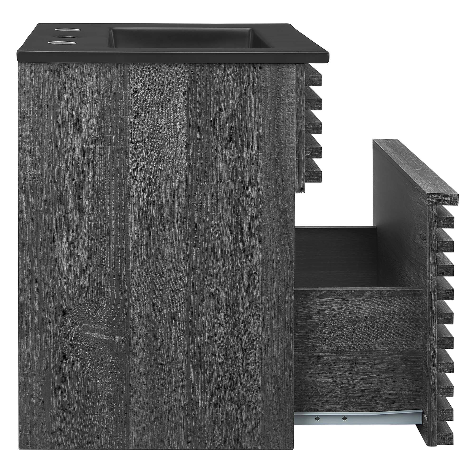 Alt View 1. Modway - Render Wall-Mount Bathroom Vanity with Black Basin Included - Charcoal Black.