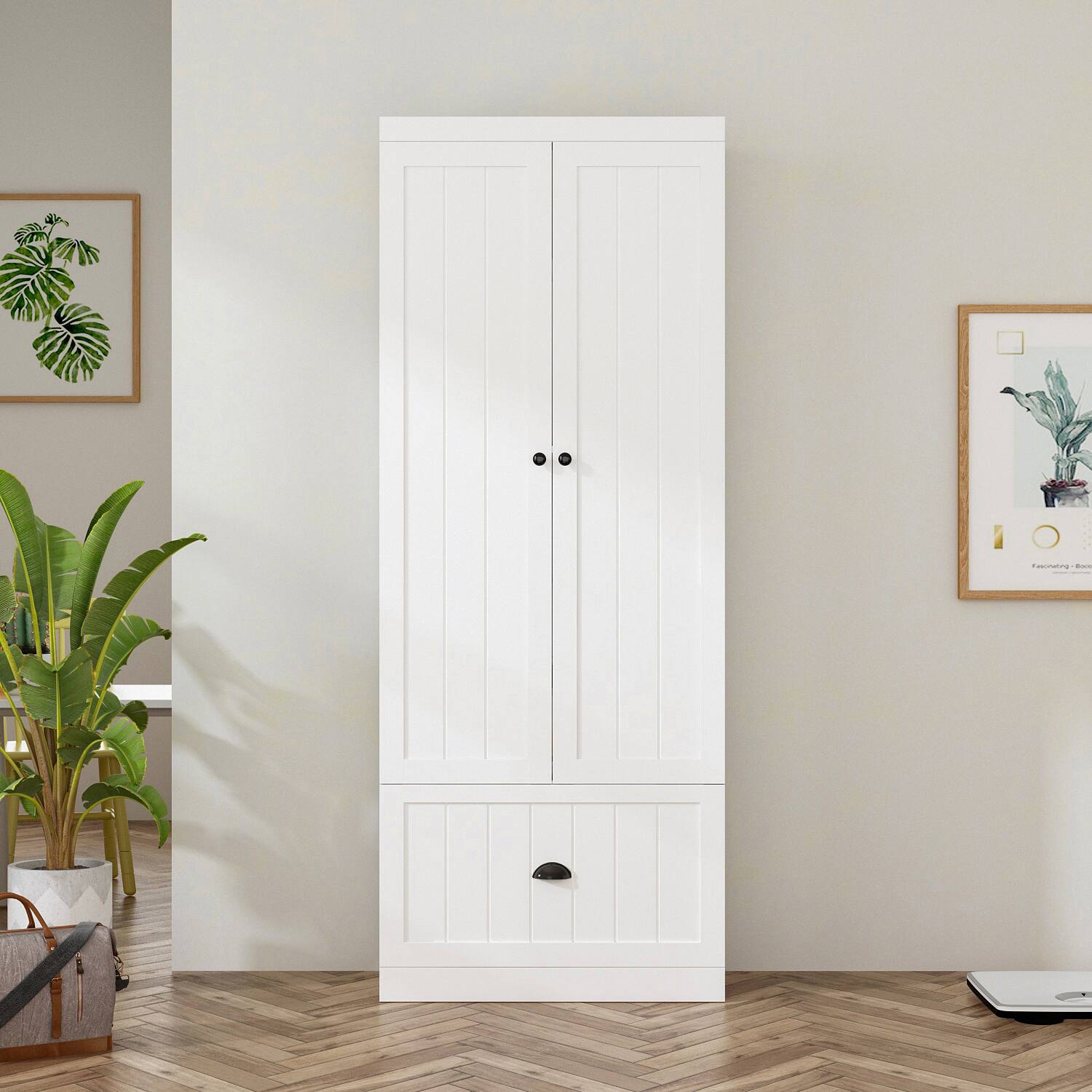 Alt View 2. FUFU & GAGA - FUFU&GAGA Storage Cabinet: Adjustable Shelves Multi - Zone Organizing for Bedroom & Living Room - White.