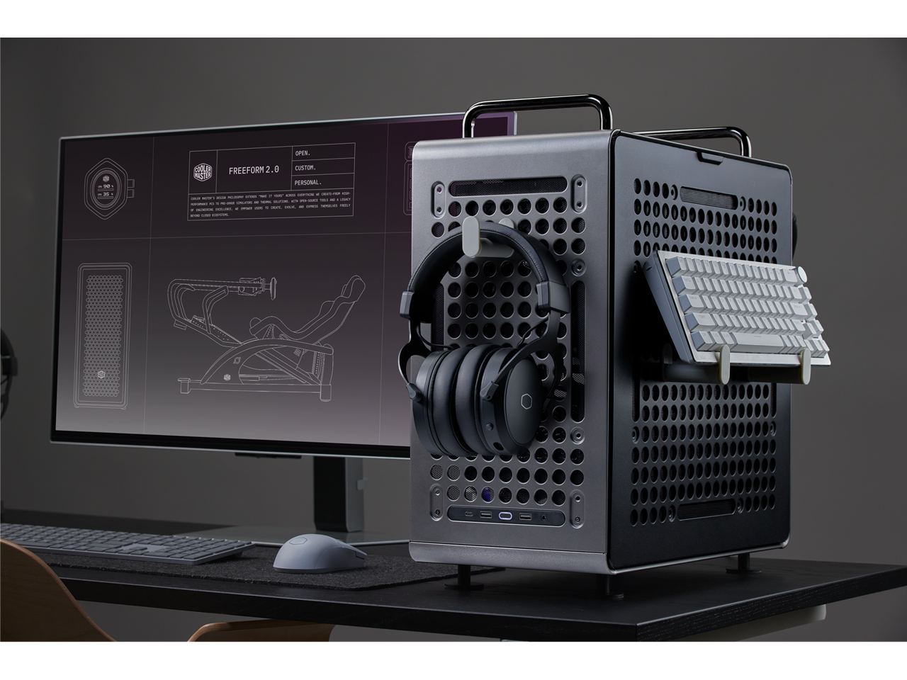 Cooler Master Qube 540 ムーンストーン Cooler Master QUBE 540 ATX Mid Tower Case, 415mm GPU Clearance