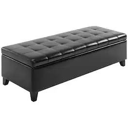 Homcom - Storage Ottoman Bench 3-seater PU Leather Furniture Foot Stool - Black