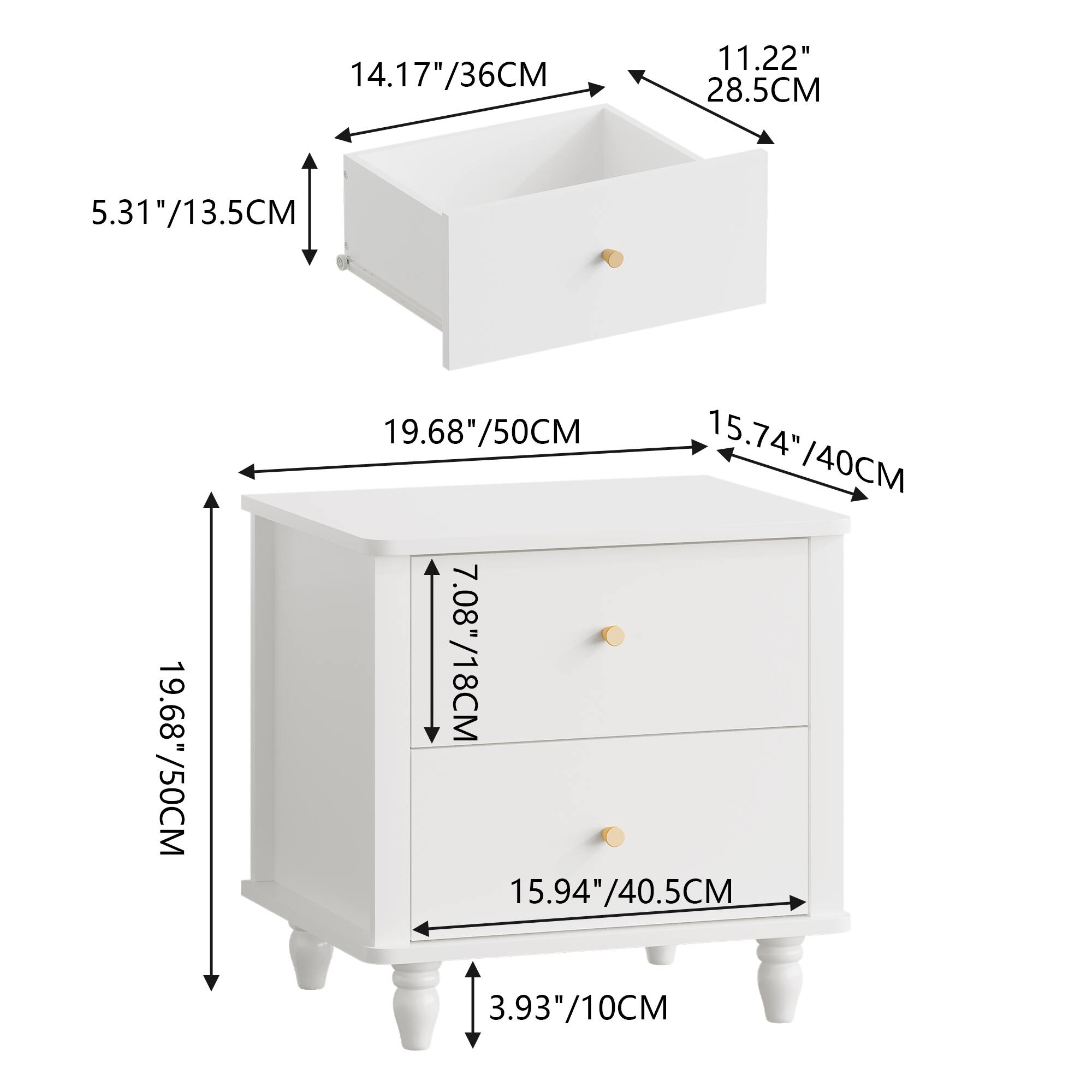 14.17"/36CM  
11.22" 28.5CM  
5.31"/13.5CM  
19.68"/50CM  
19.68"/50CM  
15.74" 40CM  
7.08"/18CM  
15.94"/40.5CM  
3.93"/10CM
