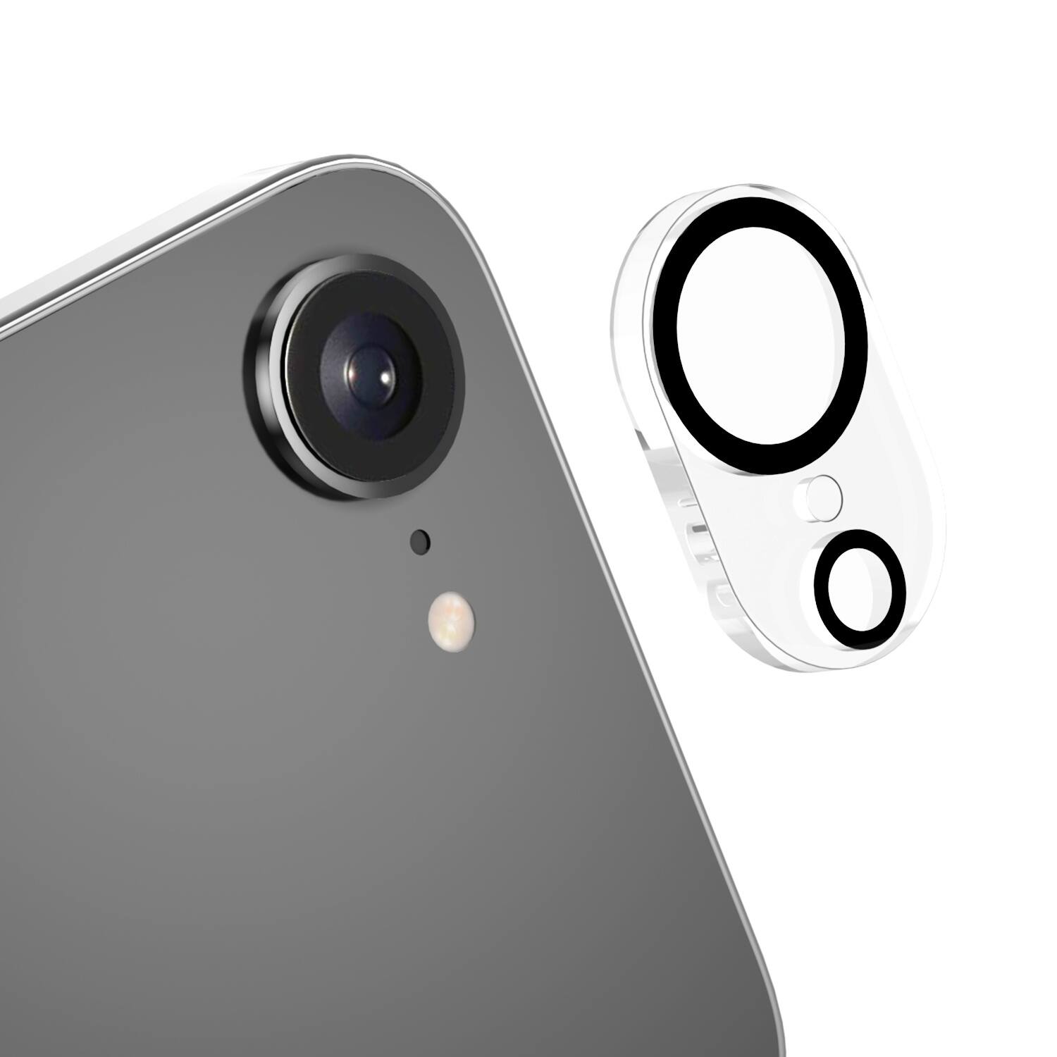 Back. BASELINE - baseline Tempered Glass Lens Protector for Apple iPhone 16e - Black - Clear.