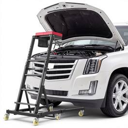 VEVOR - Top Automotive Creeper 48"-64" Adjustable with Folding Mechanical Arm,Foldable High Top Engine Creeper,400LBS Heavy-Duty - Red;Black