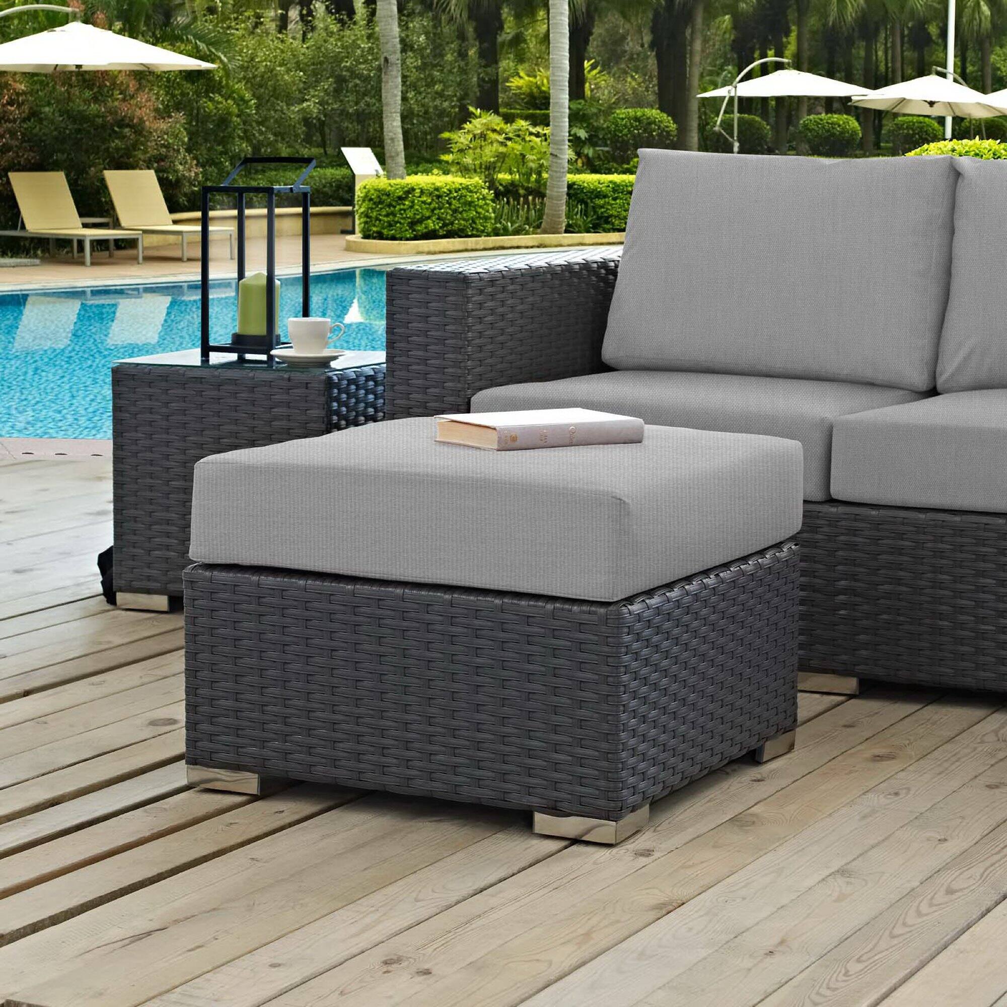 Front. Modway - Sojourn Outdoor Patio Sunbrella® Ottoman by Modway - Canvas Gray.