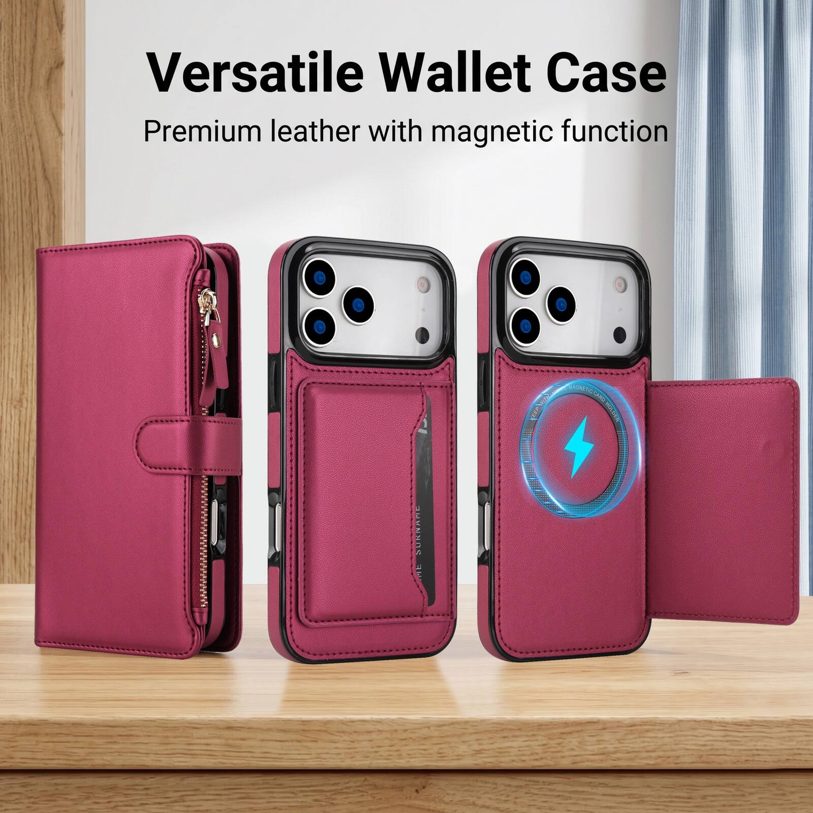 Versatile Wallet Case  
Premium leather with magnetic function